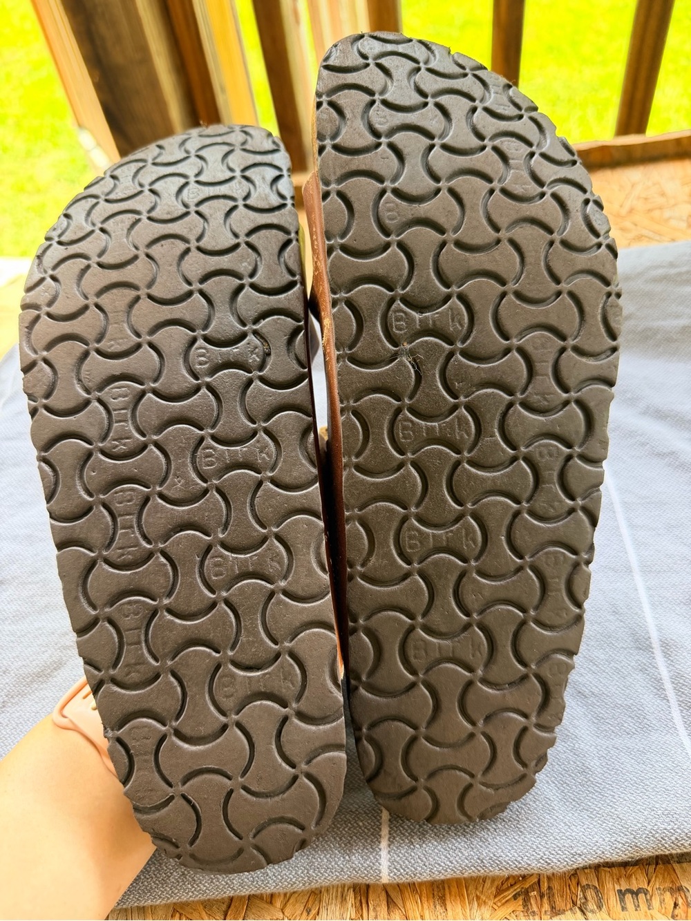 birkenstock 45 Light Brown Three Strap Florida Sandals Clean - Picture 6 of 6